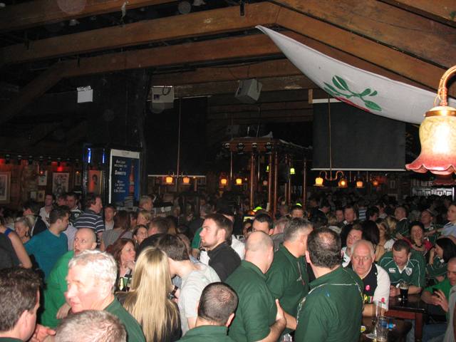 Rugby fans in Sinnotts Dublin